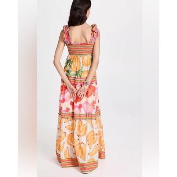 House Of Harlow 1960 Revolve Tropical Fruit and Colorful Stripes Maxi Dress - Picture 6 of 7
